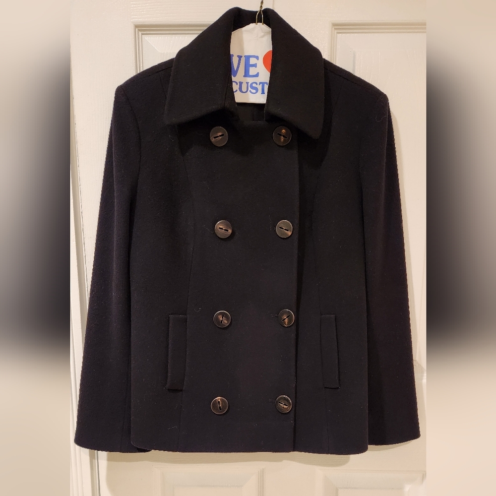 Fleurette Modern Black Peacoat.